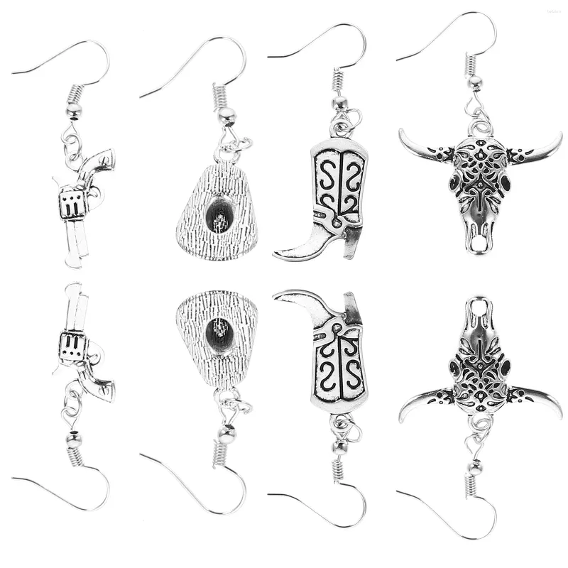 Boucles d'oreilles pendantes 4 paires de chapeau de botte de cow-girl bohème pour femmes