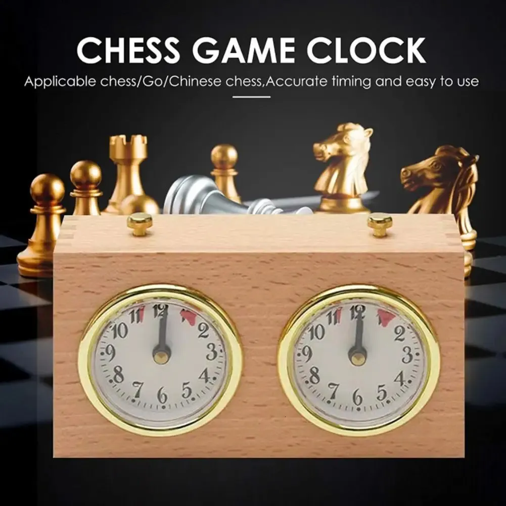 Holz-Schach-Wettbewerbs-Timer, mechanisch, digital, Schach-Schiedsrichter-Timer, Uhrwerk angetrieben, Retro-Geschenk für Schachliebhaber, Schiedsrichter-Nutzung 240102