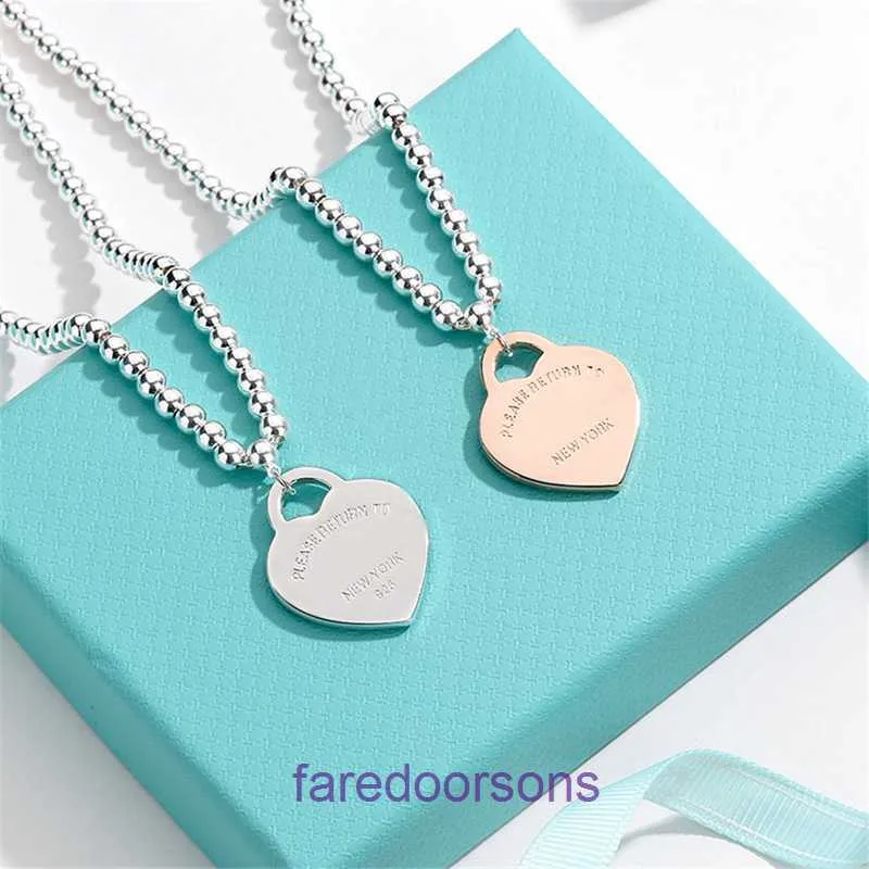 Topkwaliteit Tifannissm-ketting voor dames online winkel T Home Precision Edition sterling zilver roségoud hartvormige ronde ketting met originele doos