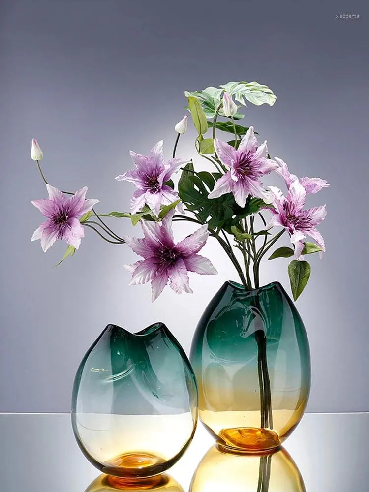 크리스마스 장식 CX Light Luxury Glass 꽃병 현대 미니멀리스트 거실 가정 장식품 gradient color hydroponic flower container