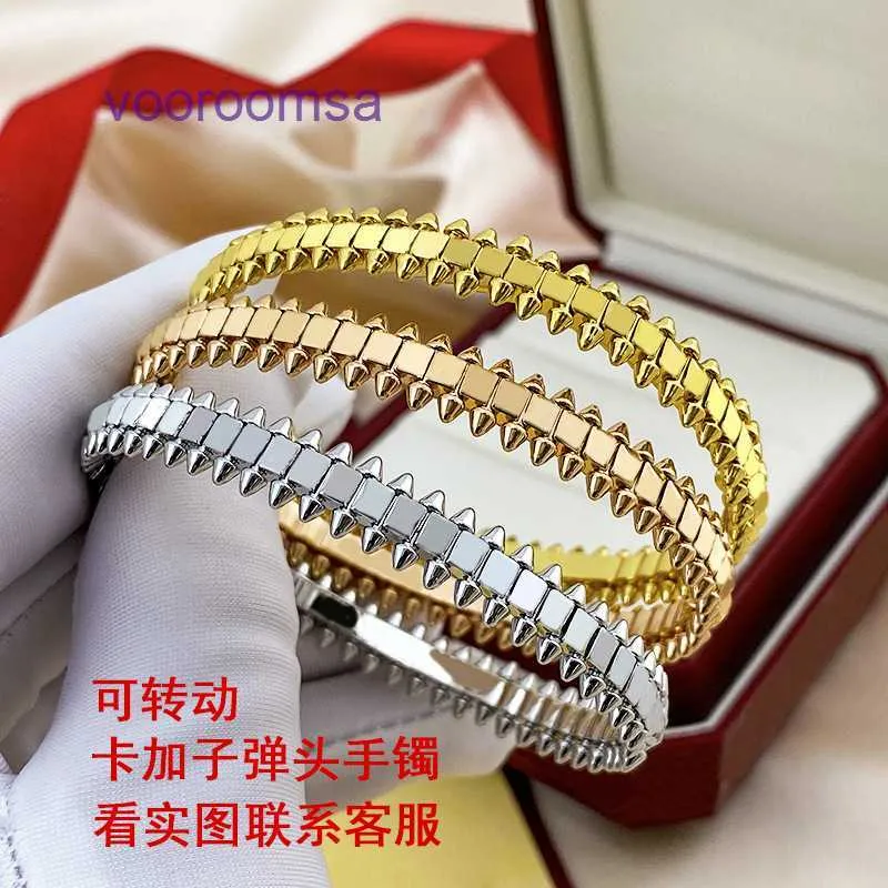 Car tires's New Brand Classic Designer Bracelet Gold Plated Diamond Pyramid Liuding Bullet Head Rotating Rose Non fading Hand With Original Box