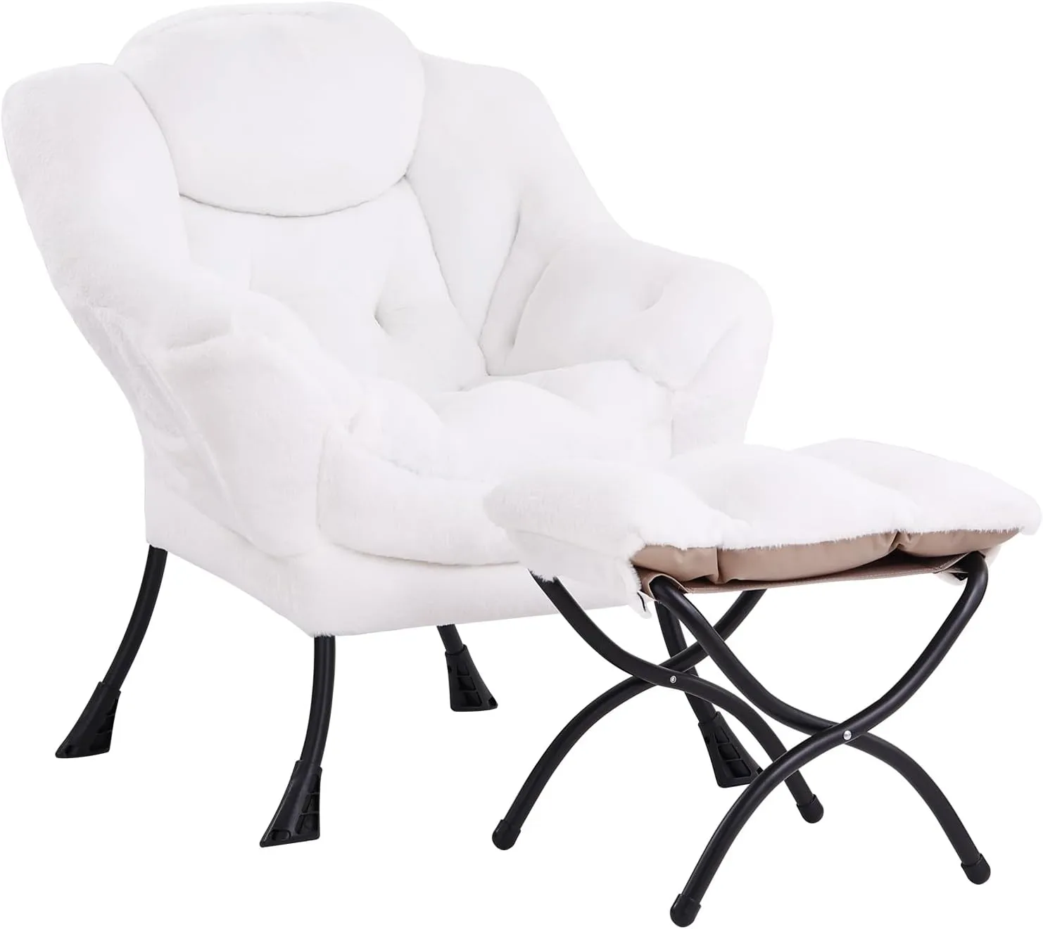 오스만과 함께 Lita Lazy 의자, 현대식 악센트 레저 가재 가득한 소파 의자, 팔걸이가있는 라운지 독서 의자 및 거실을위한 측면 주머니, 침실 작은 공간