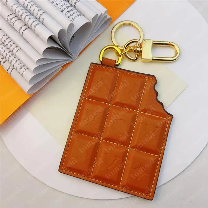 Lanyards heren designer sleutelhanger luxe tas charme voor vrouwen CHOCOLADE BAR BEELDJE lederen sleutelhanger klassieke letters roestvrij staal mode K