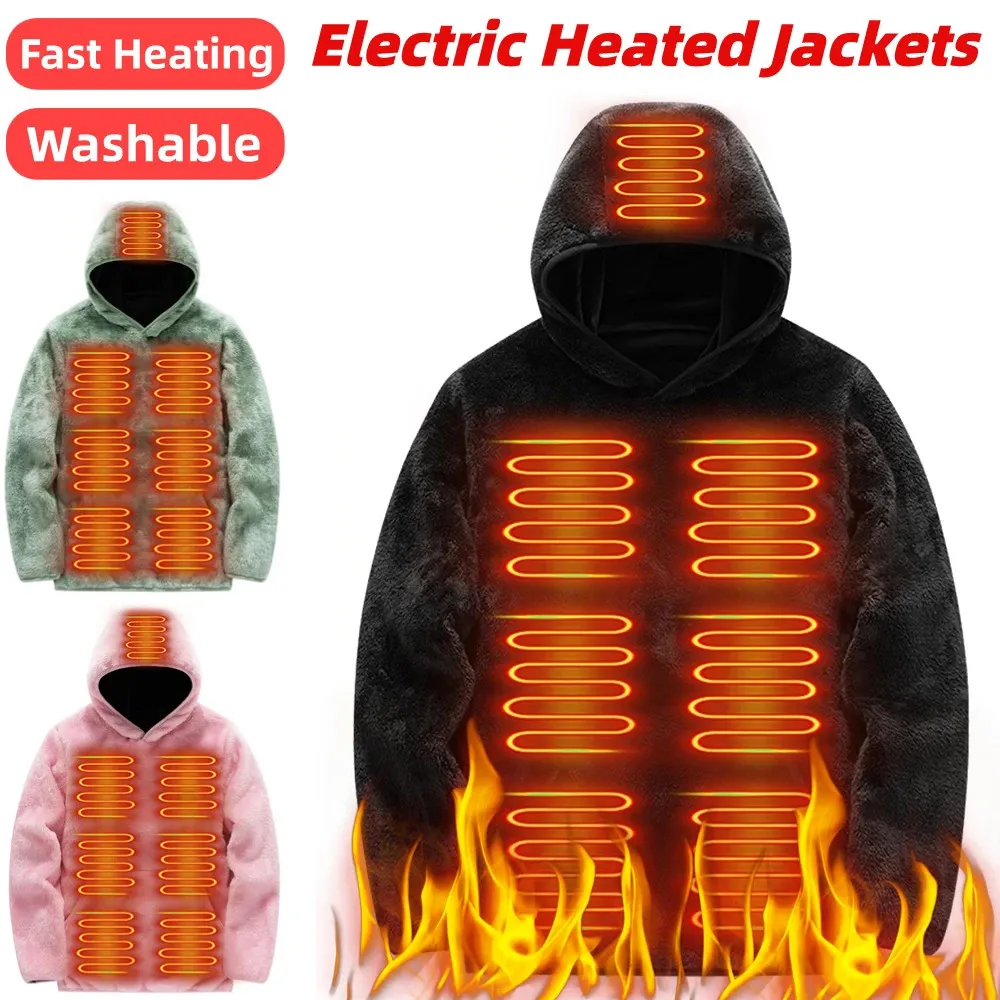 Women USB Heating Hoodies Men Vintage Gothic Heated Jacket Long Sleeve Fleece Streetwear Loose Coats Harajuku Sweatshirts 240103
