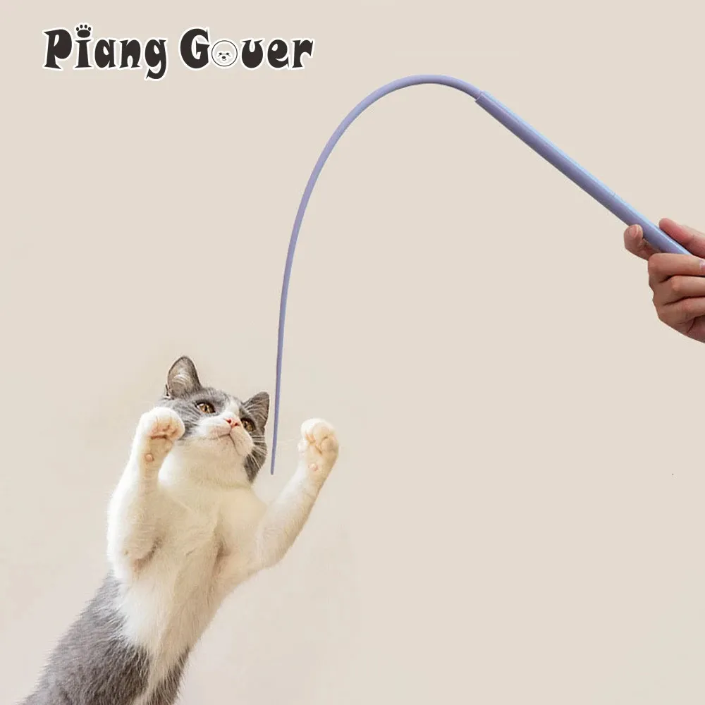 Symulowany myszy Tail Cat Toaser Teaser Funny Stick Silikon Long Tail Pet Toy Akcesoria 240103