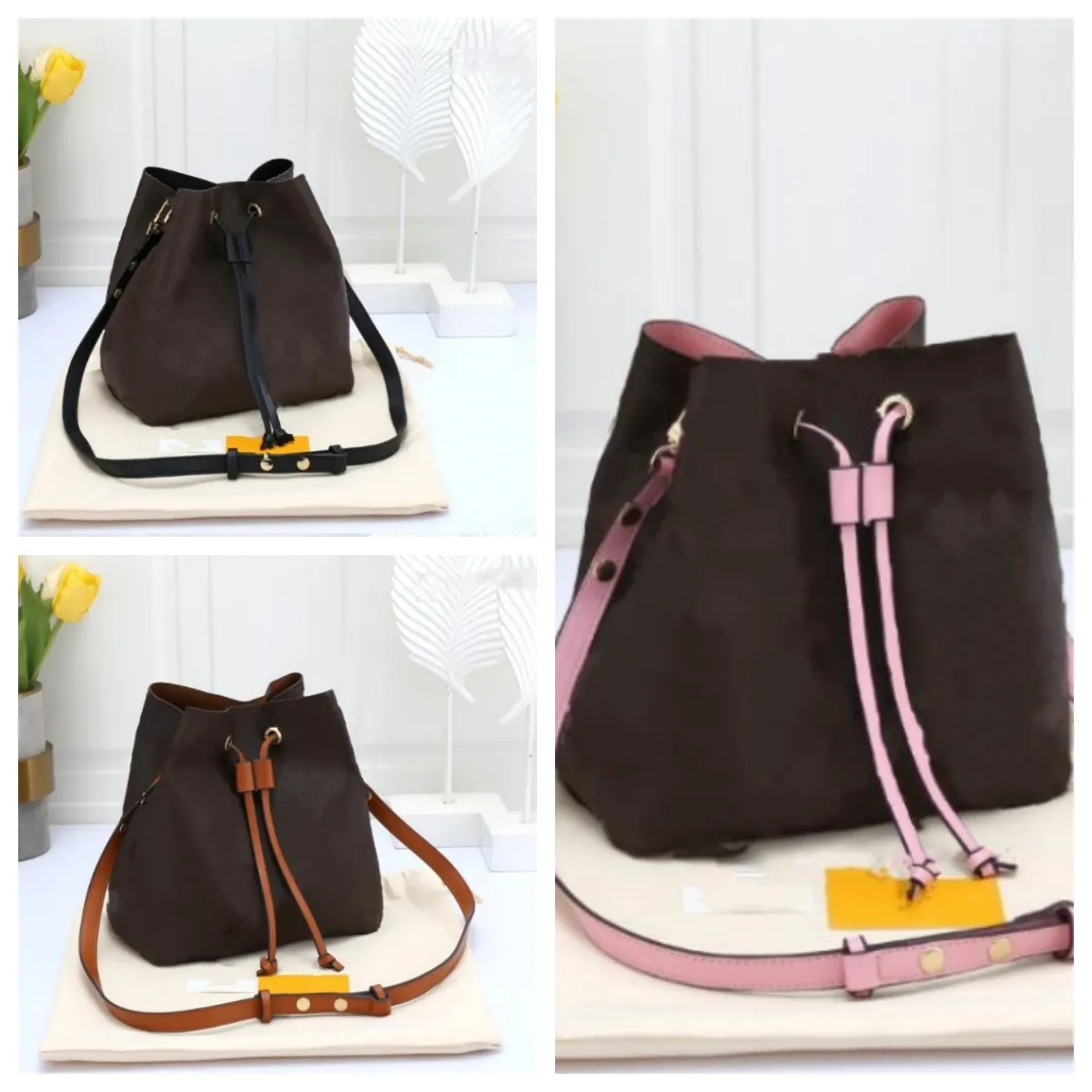 Seau en cuir véritable de luxe pour femmes Sac de créateur Cordon de serrage en relief Sacs d'embrayage Sangle Hommes Cross Body Top Poignée Totes Sac à main Sacs à bandoulière