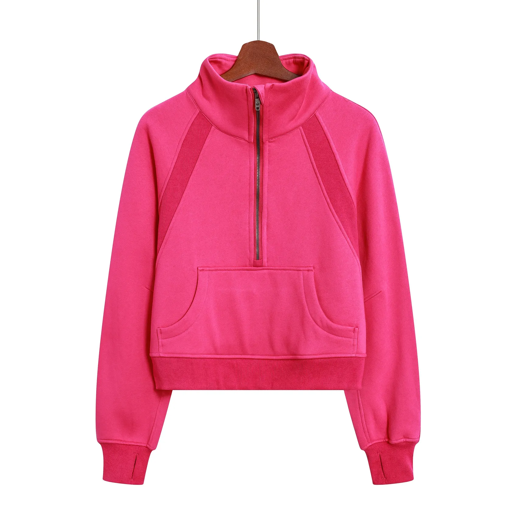 Nouveautés Style sweat à capuche femme demi pull à fermeture éclair solide ample manches longues décontracté femme sweat à capuche polaire sweats