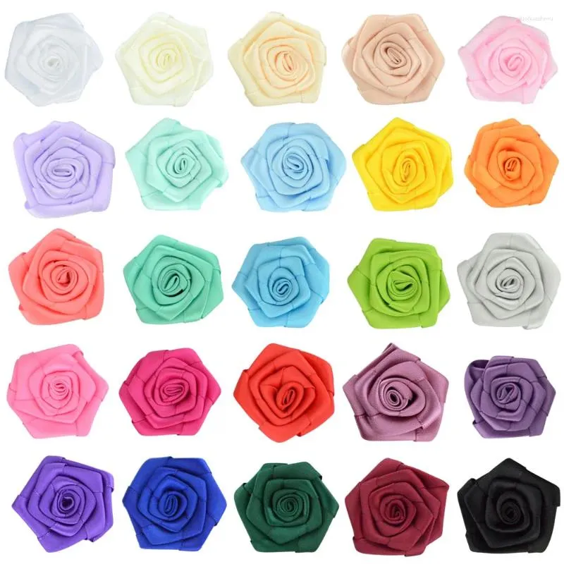 Hair Accessories 200pcs/lot 4.5cm Ribbon Rose FloweRolled Flower Handmade DIY Wedding Bouquet Clothes Crafting Accessory