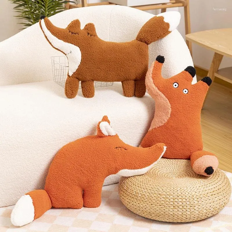 Pillow Cute Cartoon Red Plush Forest Animal Shaped Sofa Kids Room Nursery Decoration Warm Kawaii Gifts For Children