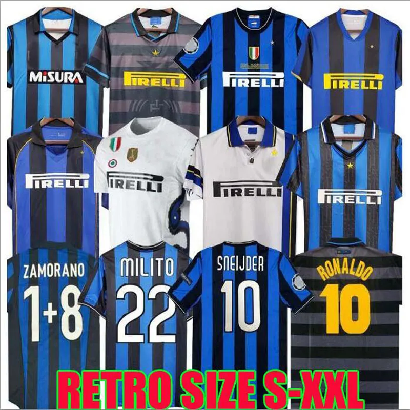 2009 Final Inter Milan Milito Nedsanetti Classic Retro Jersey Eto 'O Football 97 98 99 01 02 03 Baggio Adriano Zamorano Nedsanetti Eto' O Ronaldo Ibrahimovic Jersey