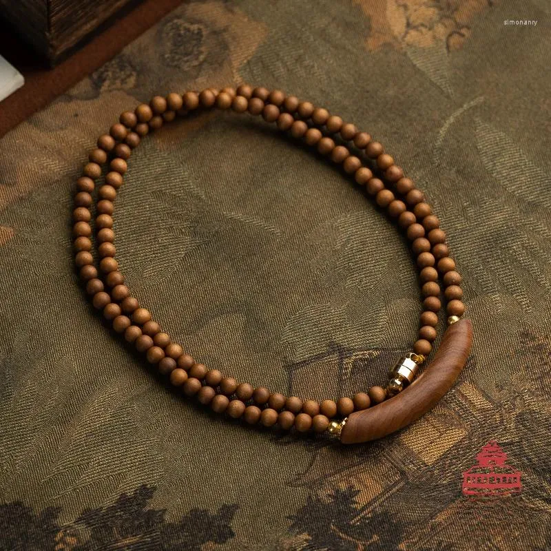 Strand Mysore vieille montagne bois de santal à la mode Vintage collier chaîne 4mm demi-Bracelet pendentif collier bijoux