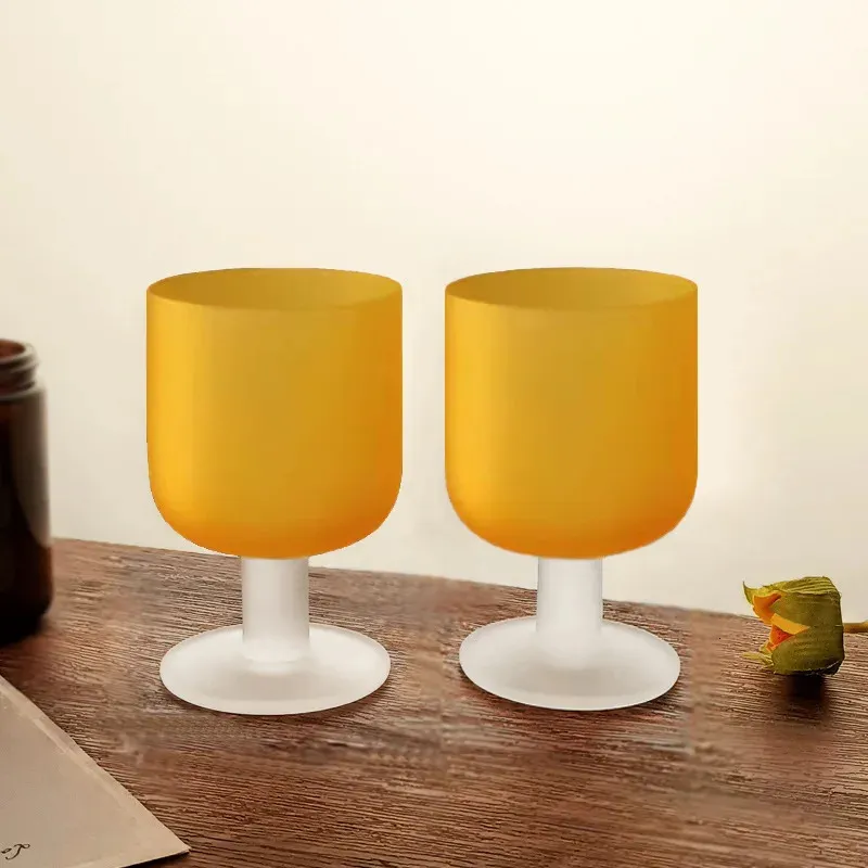 Yomdid Vintage Frosted Glass Goblet Whiskey Wine Milk Water Cup ...