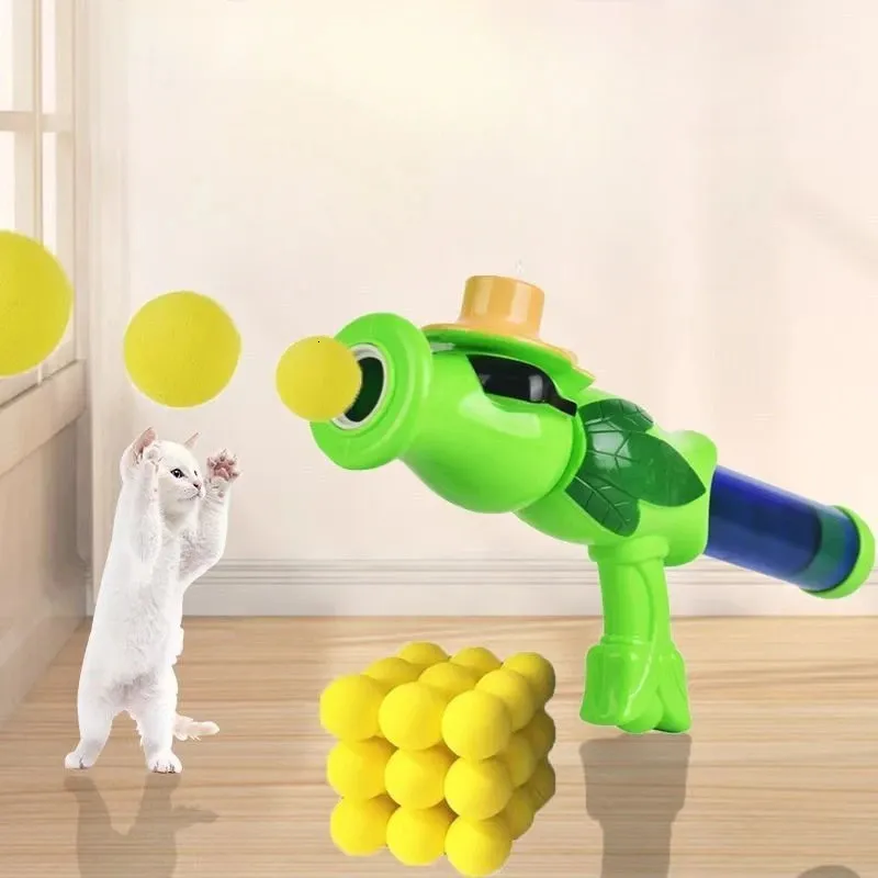 Cat Toy Plush Balls Ed Shooting Gun Cats Spela Stick Relaxation Interactive Fun Dog Toys Dålig tyst kula 240103