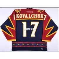 College Hockey Wears Real Men real Full embroidery #17 Ilya Kovalchuk 02-03  Thrashers Game-Worn Team Russia Jersey custom any name or number Jersey