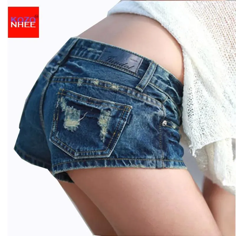 Jeans 2017 pole dancing Sexy Femmes d'été cristal Shorts Jeans denim Micro Mini Jean Ultra Taille Basse Taille Plus Taille Ripped Shorts