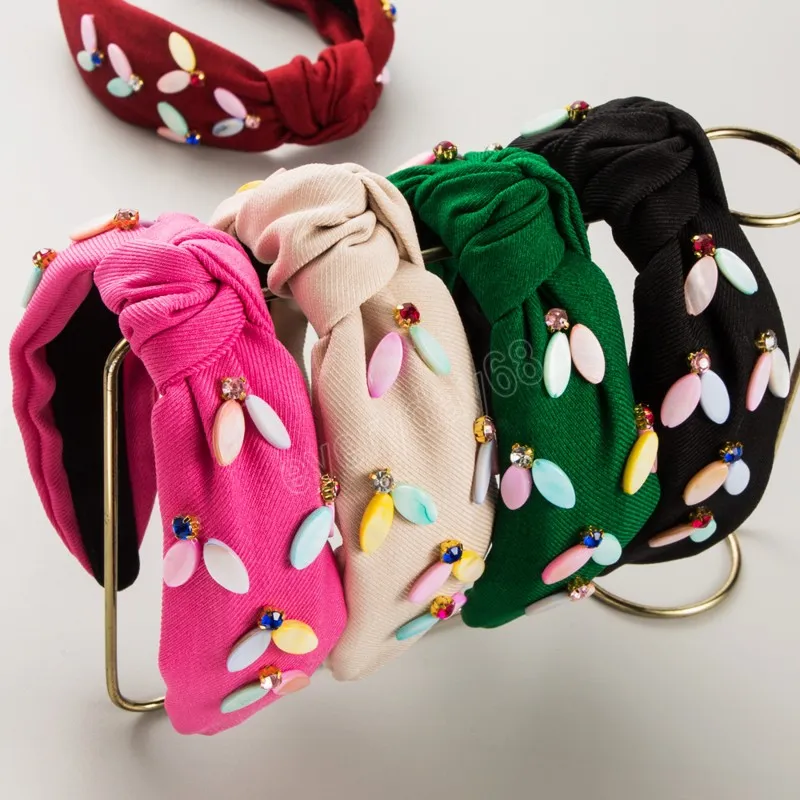 Candy color Fabric Knotting Diamond Studded Headband Fashion Hair Accessories Women's Trend Hairband Hair Band Hoop Girl Headwear