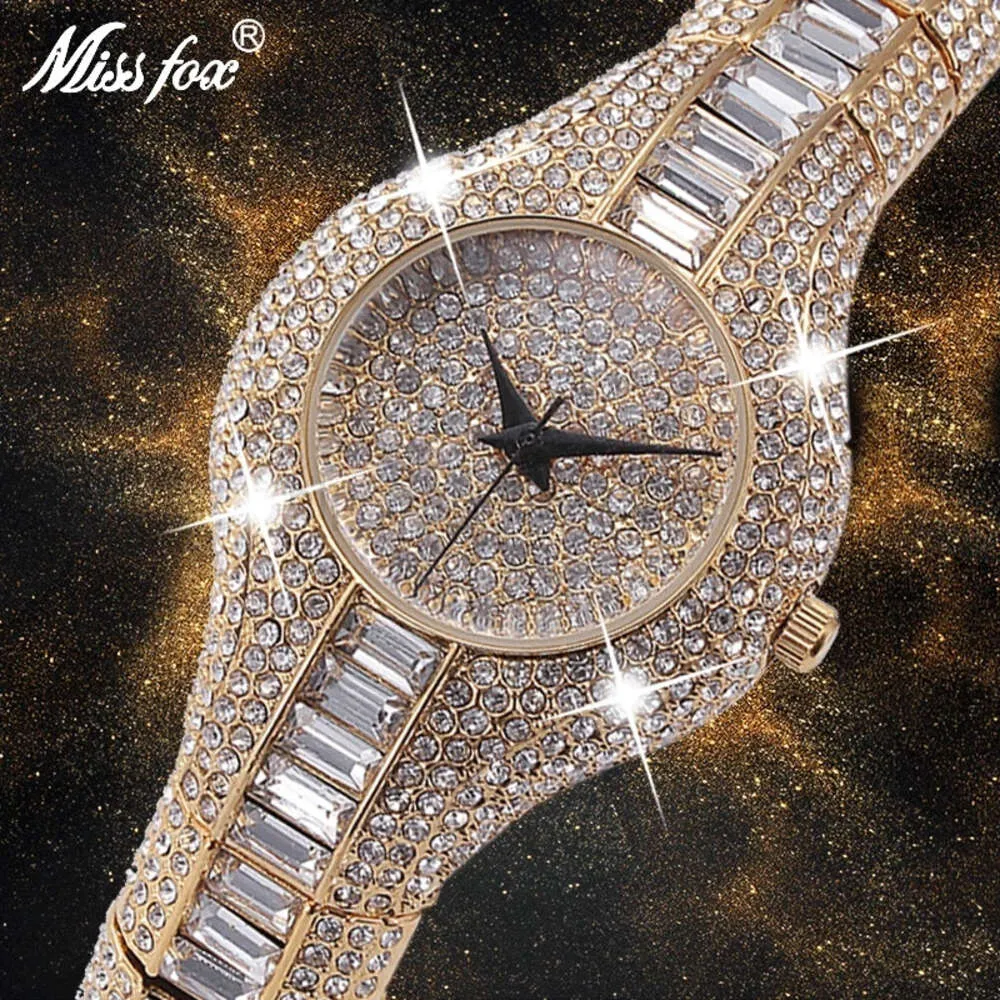 MISSFOX 30mm Small Women Watch Shockproof Waterproof Luxury Ladies Metal Watch Bracelets Rhinestone Diamond Watch Glass SEIKO