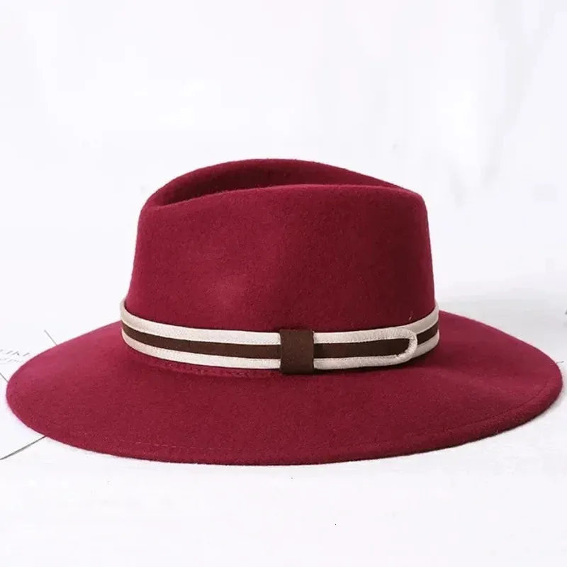 100% chapéu de lã australiano masculino aba larga feltro fedora mãe inverno mulher moda chapéus trilby 240102