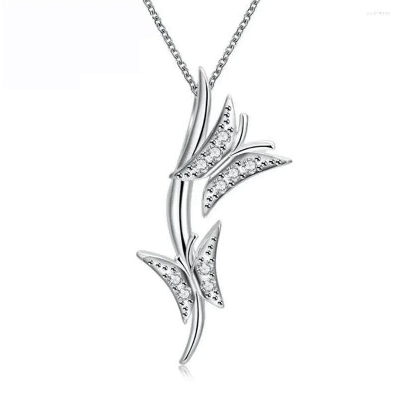 Pendant Necklaces 925 Sterling Silver Long Zircon Butterfly Fashion Sterling-silver-jewelry Statement Necklace For Women