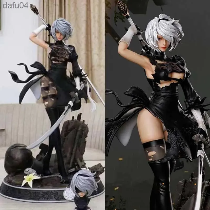 Manga GK Statue Anime Game NieR Automata Figures HUNTER 2b YoRHa No.2 Type B Action Figure Two Head YoRHa Figurine Model Toy L230522