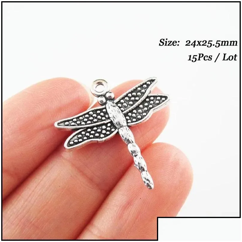 Charms Fashion Lovely Animal Dragonfly Tibetan Sier Plated Pendants For Gifts Jewelrycharms Drop Delivery Dh5V3