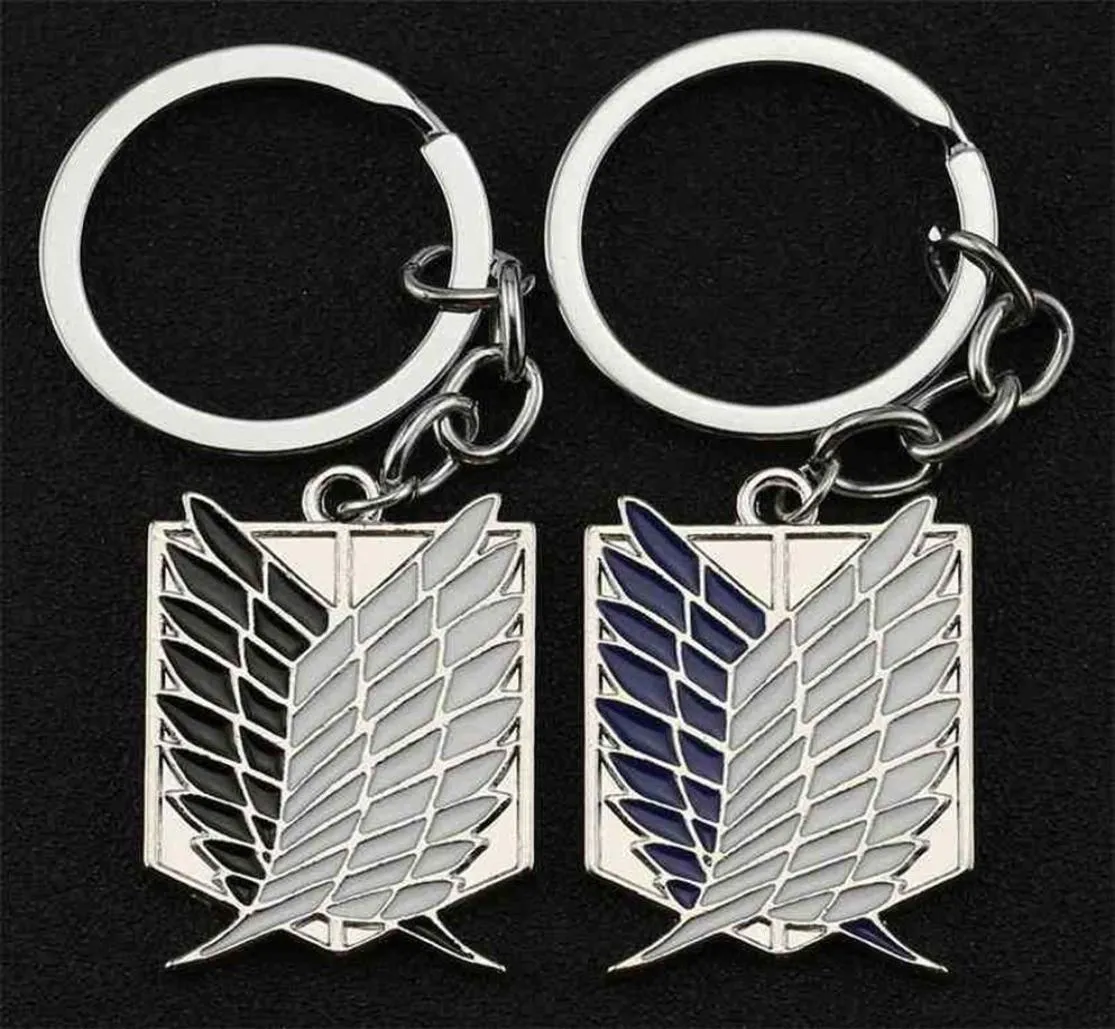 Aanval op Titan sleutelhanger Wings of Liberty dom Scouting Legioen Eren sleutelhanger sleutelhanger kettingring nieuwe anime sieraden geheel 2104092516583298