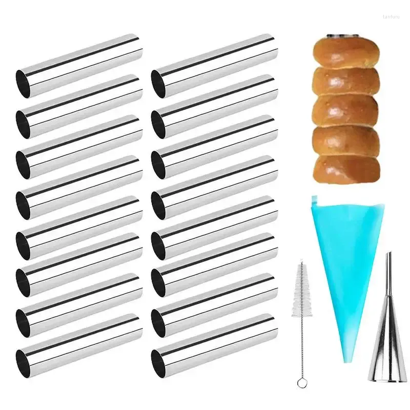 Backformen Werkzeuge Cannoli Tubes Formen Antihaft-Edelstahl-Kits für DIY Backkegel Gebäck Croissant Shell Sweet