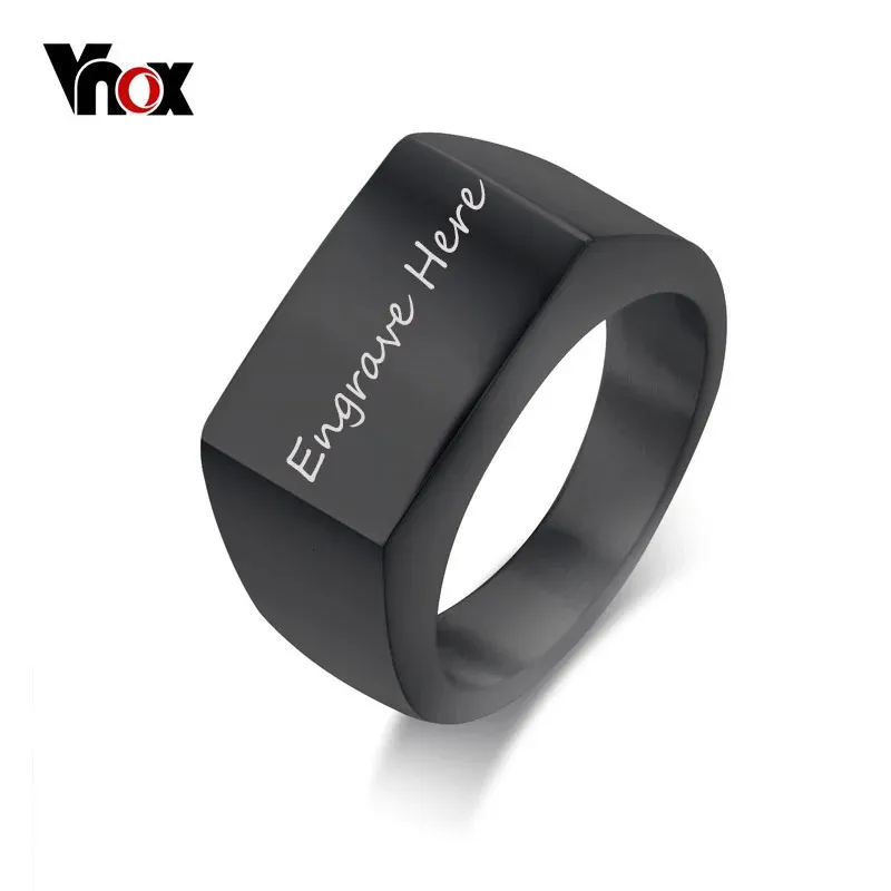 Vnox Gratis Aangepaste Graveren Ringen Voor Mannen Grote Breedte Zegelring Rvs Mannelijke Sieraden 240102