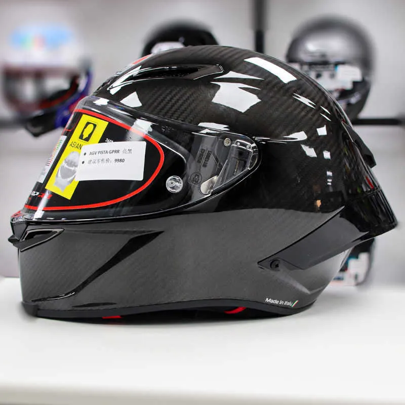 Helmets Moto AGV Motocykl Projekt motocyklowy Bezpieczeństwo Komfort AGV PISTA GPRR Włókno z włókna węglowego Czerwony Czerwony Szlak Racing Pełny hełm 75. rocznica Chameleon VS5E