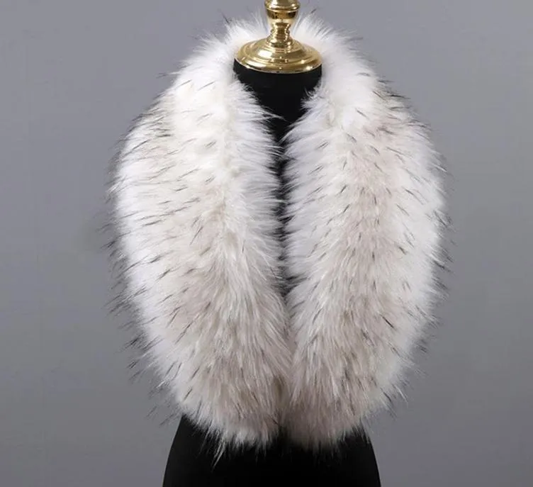 Bufanda de cuello de piel sintética de lujo para mujer, chal de felpa suave y cálido para invierno, estola, bufandas, chaquetas con capucha para mujer, decoración 2091450