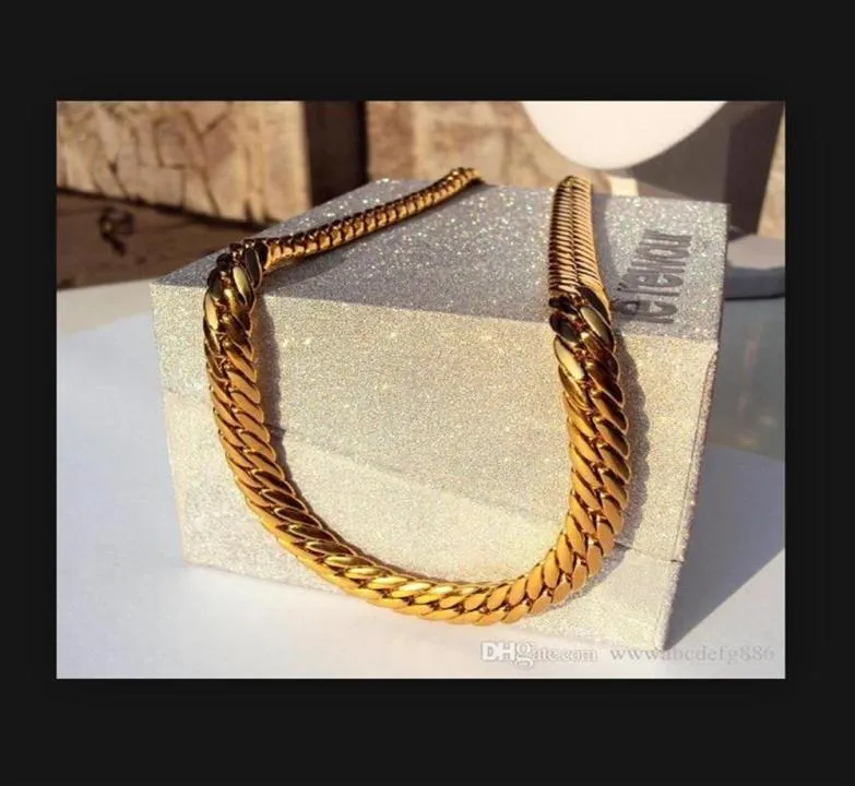 Fina bröllopsmycken 24K Real Yellow Gold Finish Solid Heavy 9mm XL Miami Cuban Curn Link Necklace Chain Package262v23087120315