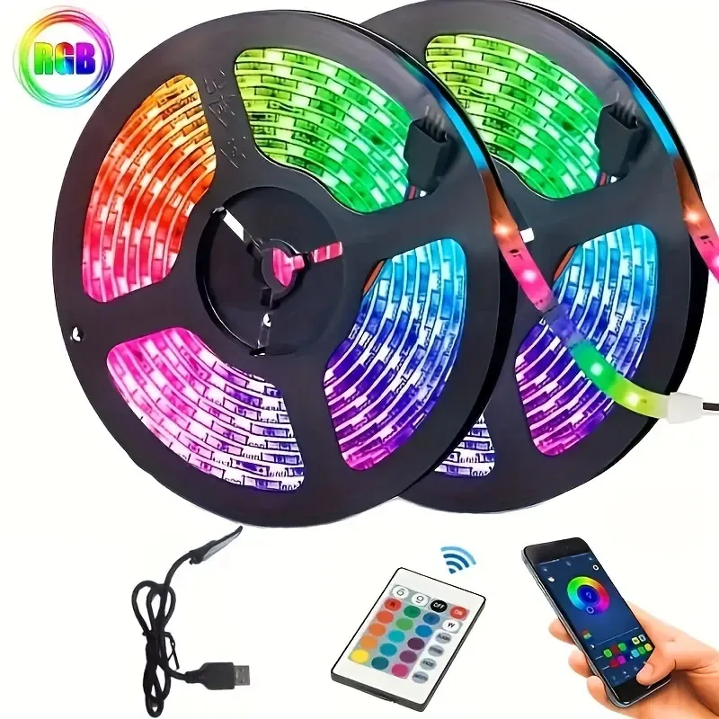 Créez une ambiance magique avec des bandes lumineuses LED 5050 RVB – Changement de couleur de synchronisation musicale, télécommande, parfait pour la maison, le jardin, les fêtes et plus encore !