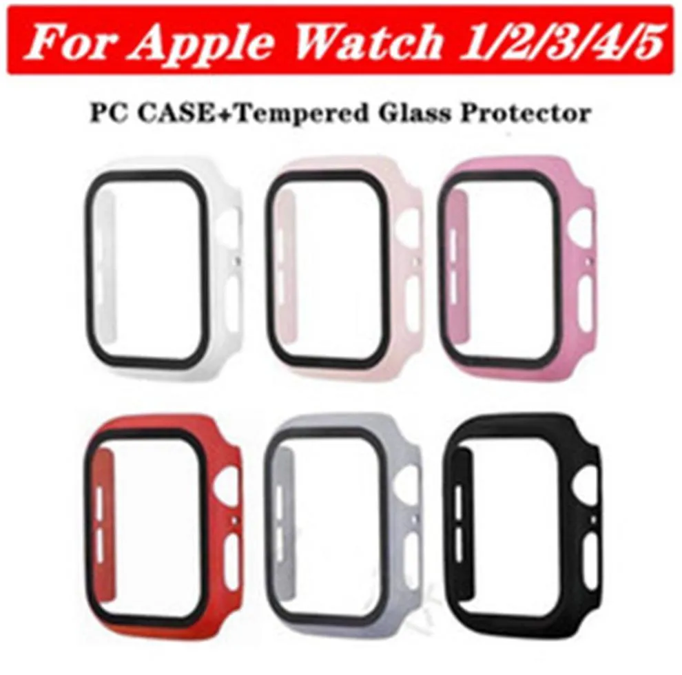 Matt Watch Cover härdade glasskärmfilmer för Apple Case 44mm 40mm 42mm 38mm Bumakerscreen Protector Fo Iwatch SE 6 5 4 3 2 19749460