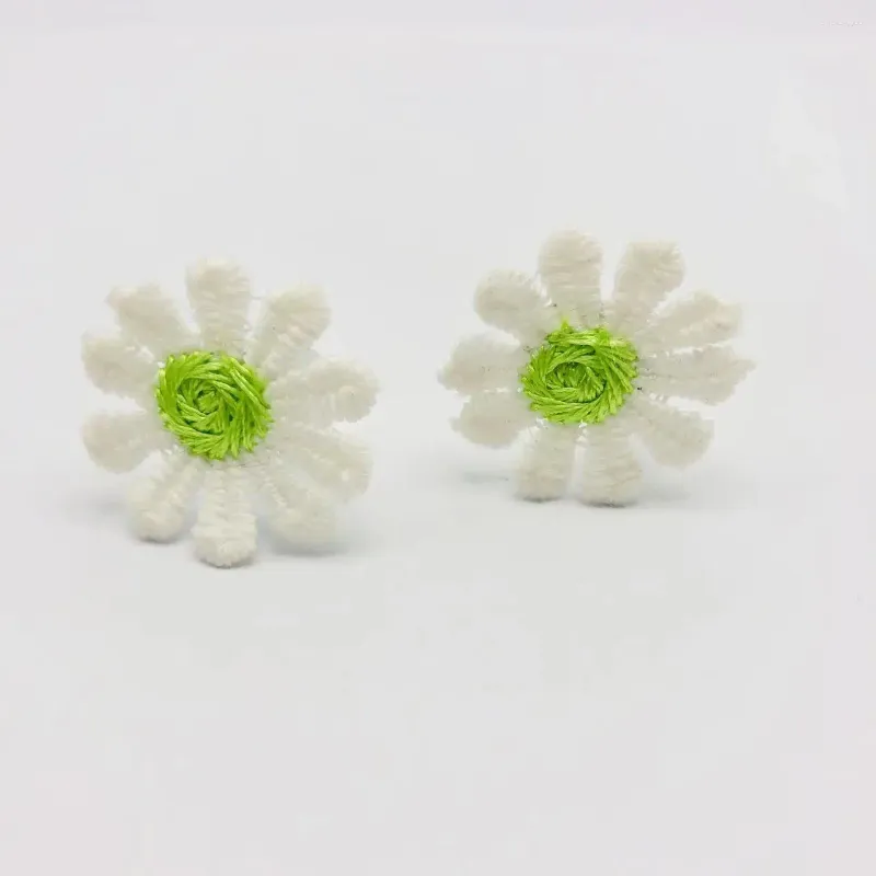 Boucles d'oreilles dos tournesol 2 5cm, Clip d'oreille pour fille, tissu rose, boucle d'oreille féminine, 10 pétales, bijoux, paire de