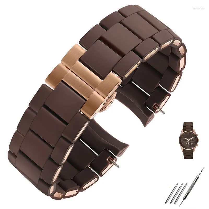 Bracelets de montre en acier en Silicone bracelet de montre pour AR5890 AR5889 AR5858 AR5920 AR5868 AR8023 bracelets de montre homme 23mm femme 20mm sangles