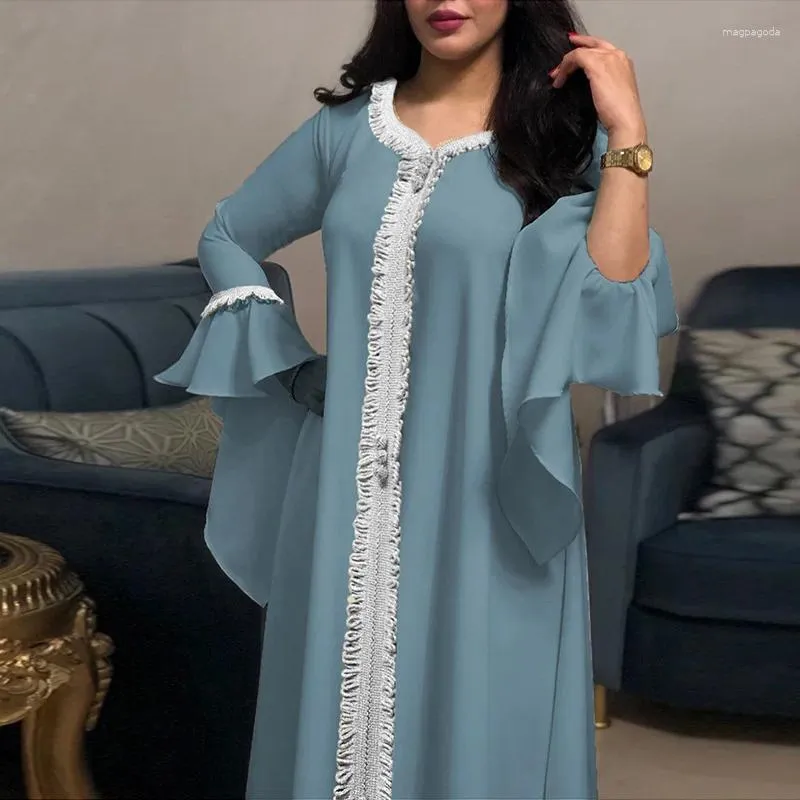 Etniska kläder Indien Turkiet Abayas Muslimsk klänning broderade diamant Islamiska klänningar Mellanöstern Robe Femme Musulmane