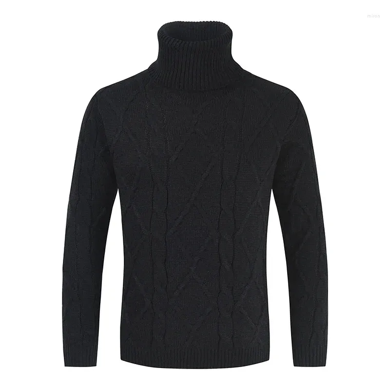 Męskie swetry 2024 Jesienna zima moda mężczyźni Turtleeck dzianinowe męskie męskie swobodne skoczki w kratę męską streetwear ciepły sweter