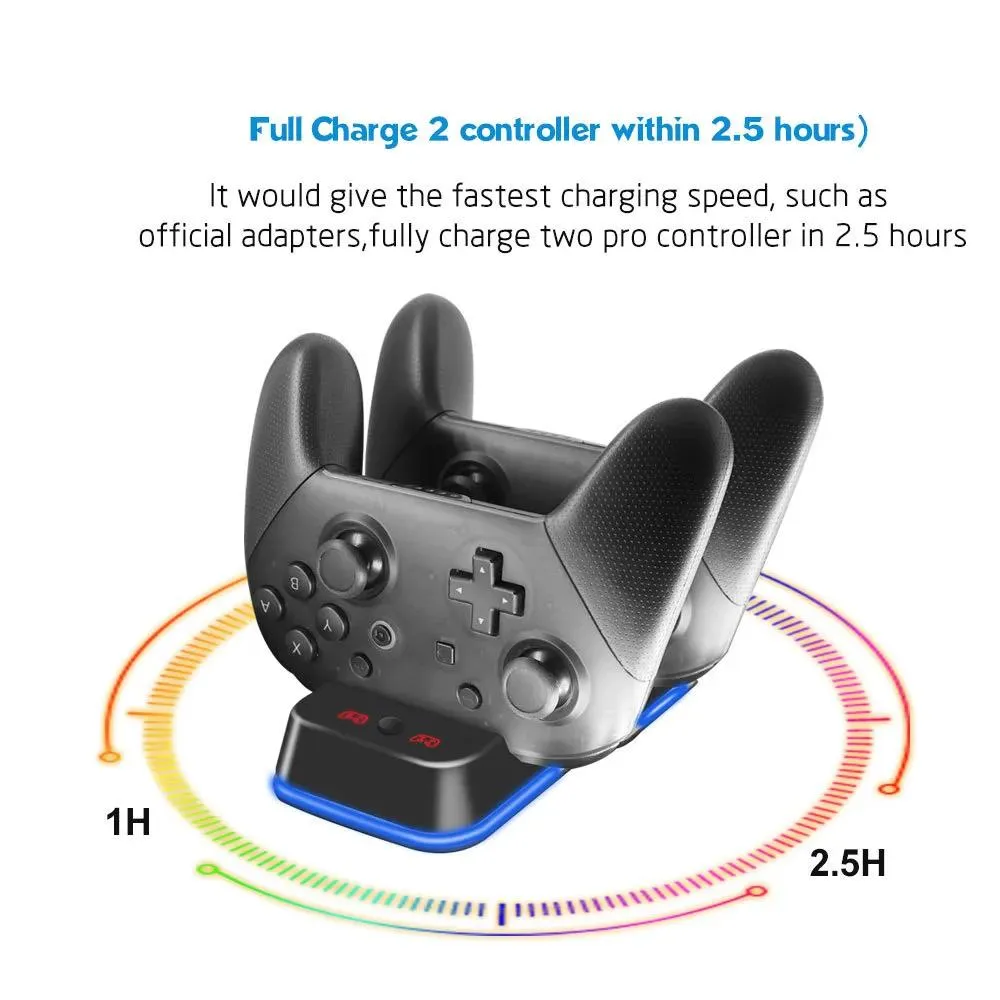 Joysticks Portable Dual USB Charger Dock for Nintend Switch Pro Game Controller Charging Dock Station Game Controller Stand for Switch Pro