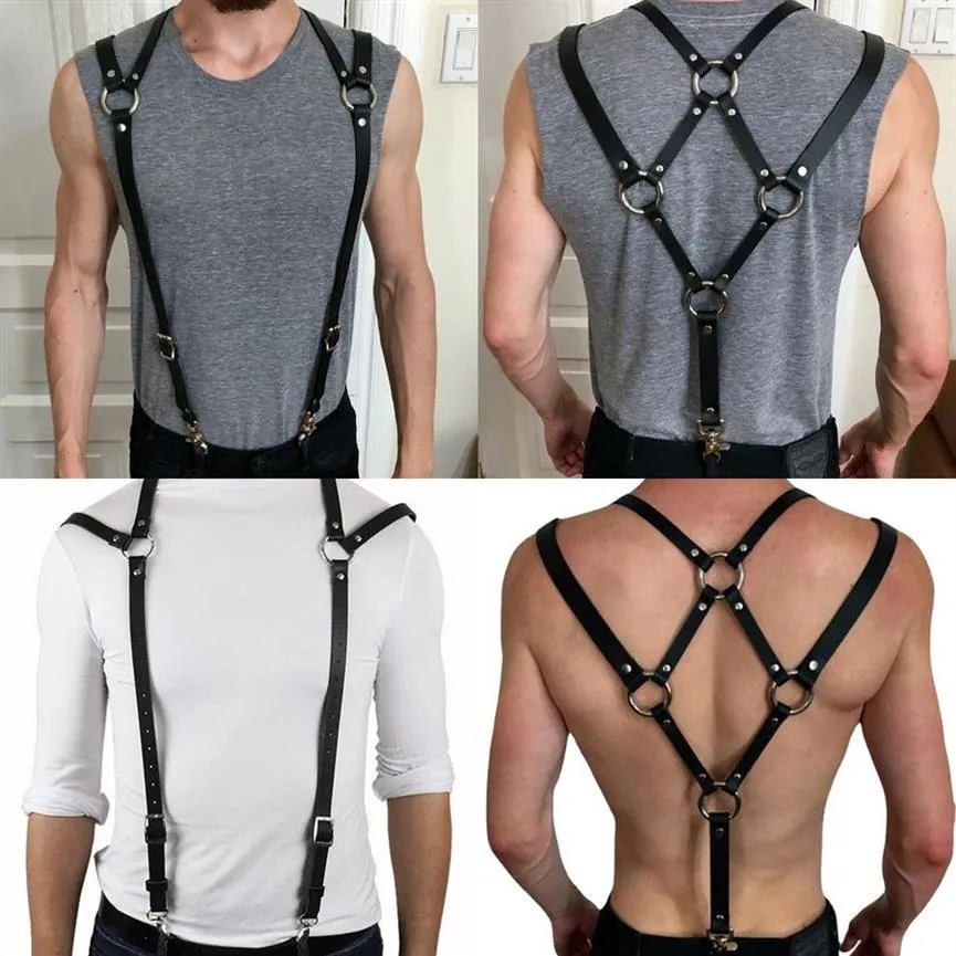 Leather Punk Personality Muscle Men's Fashion Suspender Strap SP8G230B