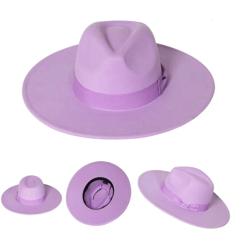 Cappello fedora morbido da uomo 95 cm moda jazz con fiocco cuore color pesca tesa larga gorras para hombres 240102
