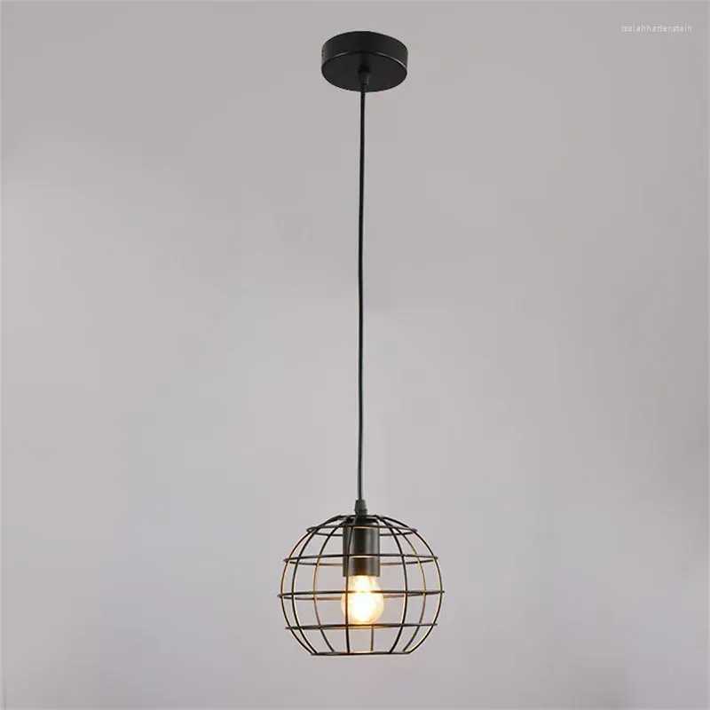 Lampes suspendues Vintage Loft lumières personnalité unique lampe suspendue fer cage abat-jour salle à manger maison ensemble décor luminaires