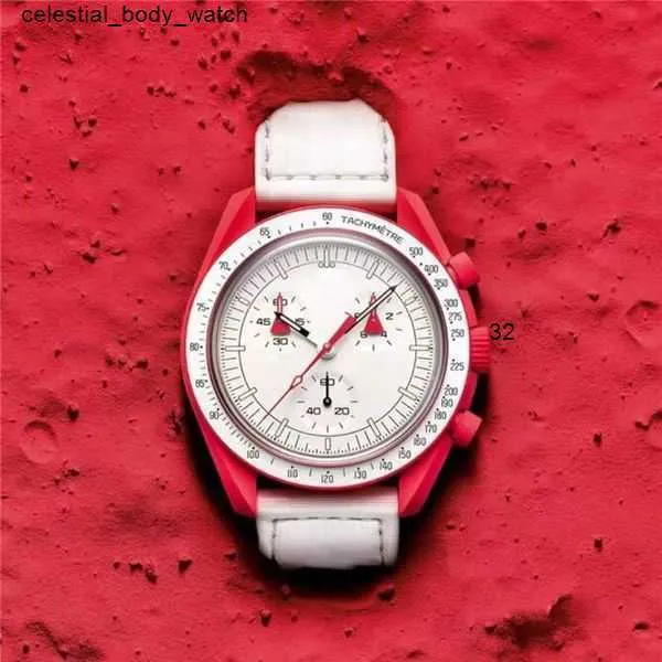 スチール製品Moonswatch Quarz Chronograph Mens Womens Watch Mission to Mercury Nylon Luxury Watch James Montre de Luxe Limited Edition Mast Oglw