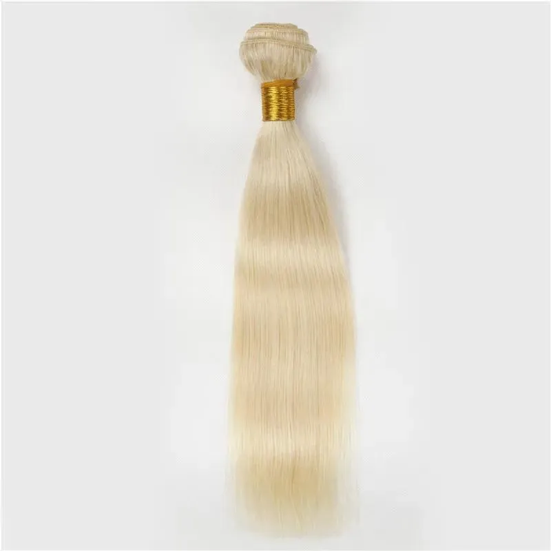 Wefts 1030inch 613 straight hair piece blonde indian remy hair extensions 1pc virgin russian brazilian peruvian blonde silk straight ha