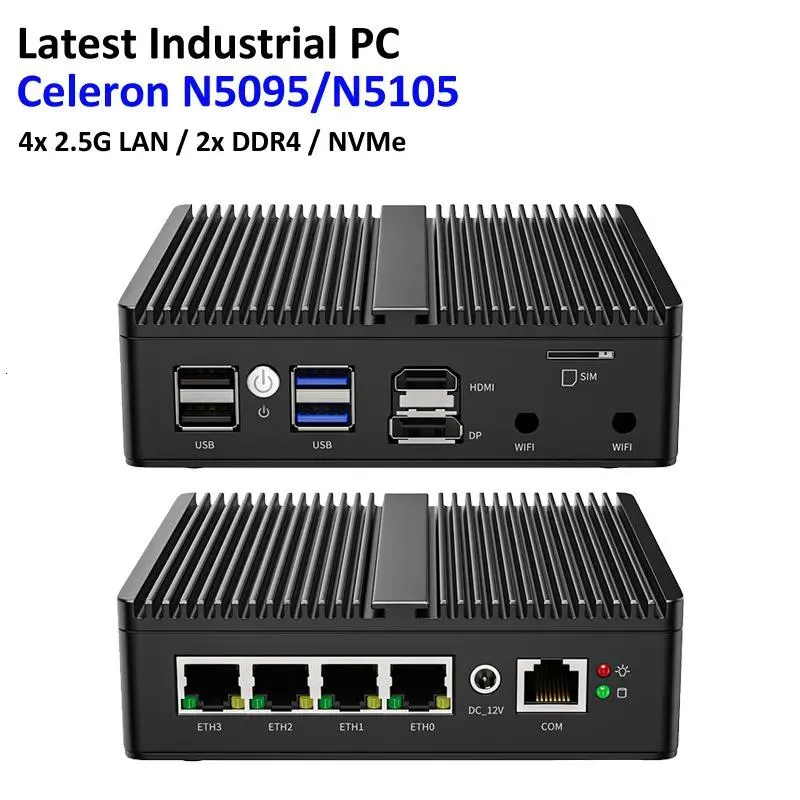 PCs Mini-PCs Intel N100 Celeron N5105/N5100 Soft Router Lüfterloser Mini-PC 4x Intel i226 2.5G LAN pfSense Firewall Appliance ESXI AESNI
