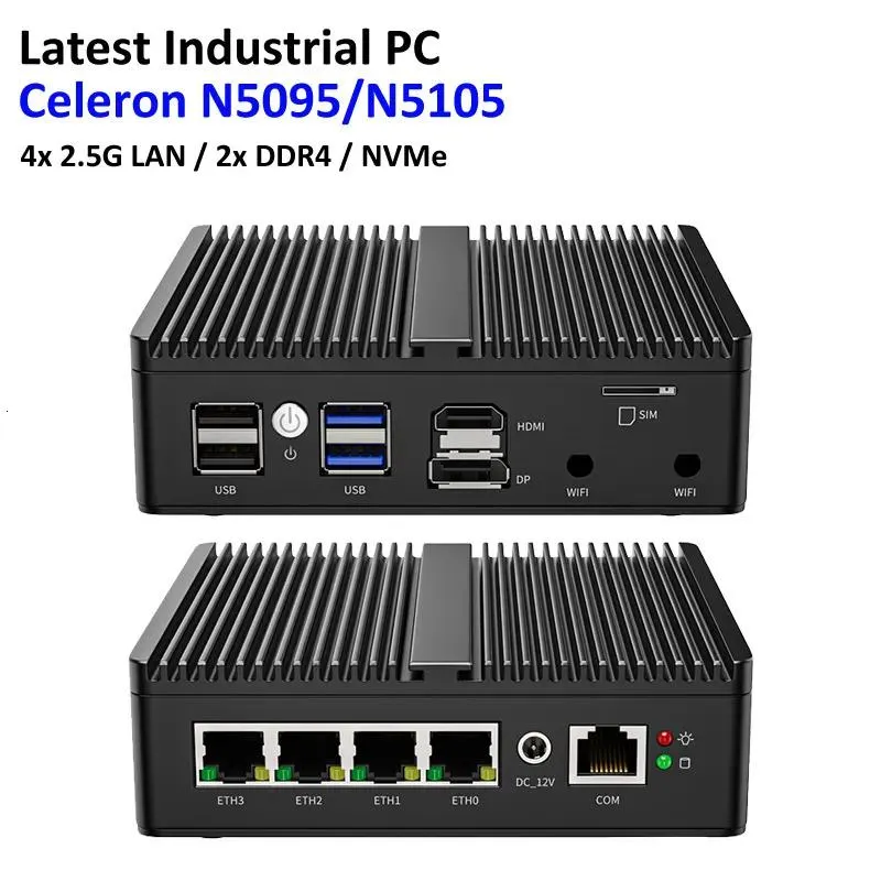 PCS MINI PCS INTEL N100 CELERON N5105/N5100ソフトルーターファンレスミニPC 4X Intel I226 2.5G LAN PFSENSE FIREWALLアプライアンスESXI aesni