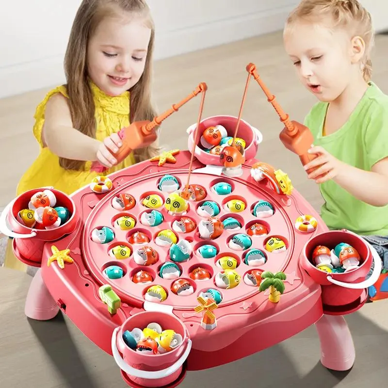 Games Novelty Games Electric Magnetic Fishing With Music Toys for Boys Imitate Fish Rod Children Magnet Game Education Girl 3 Year 23042
