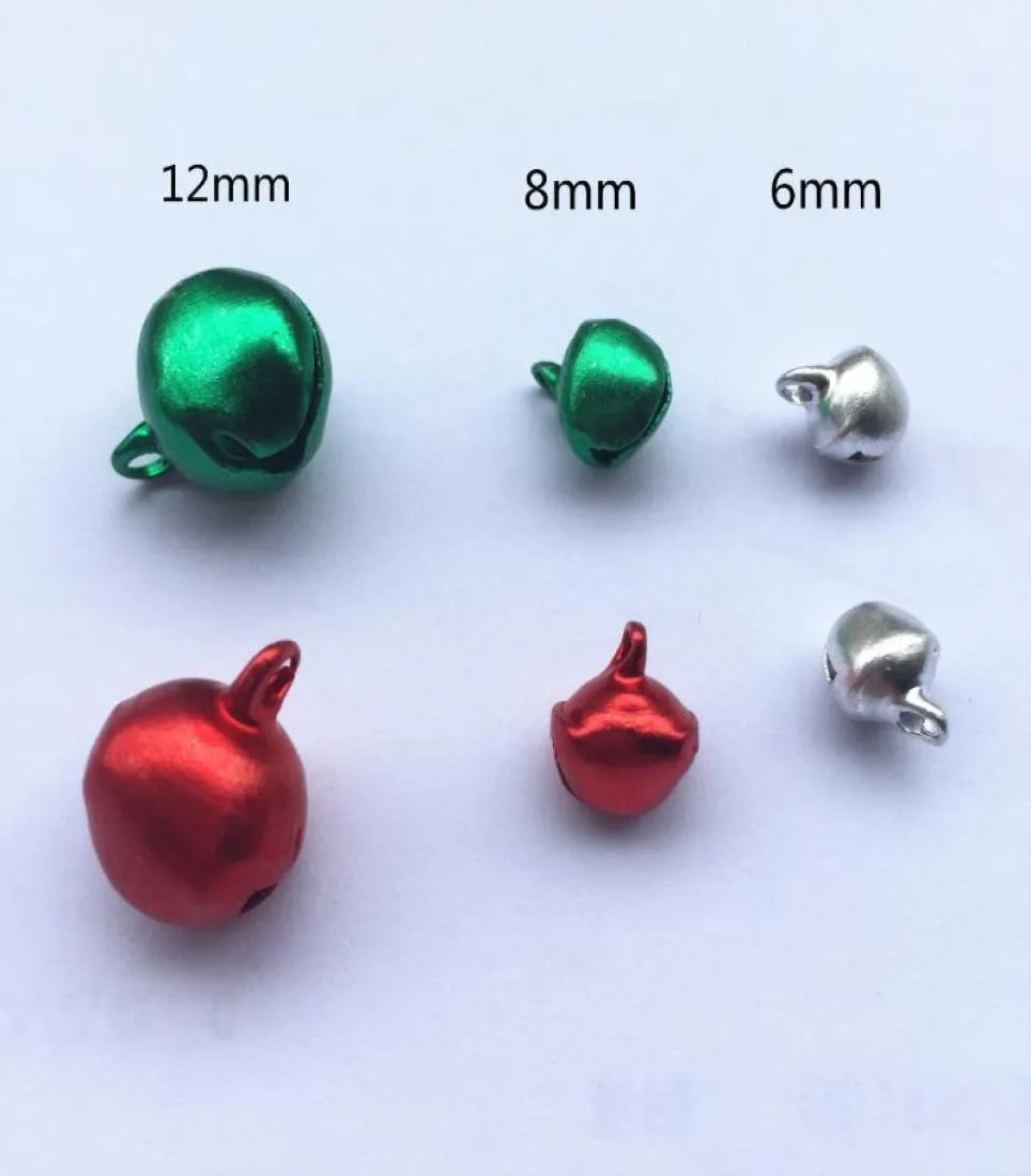 Christmas Decorations DROP 100pcs 6mm 8mm 12mm Silver Green Red Aluminum Jingle Bells Charms Lacing Bell DIY Jewelry Making Crafts6399616