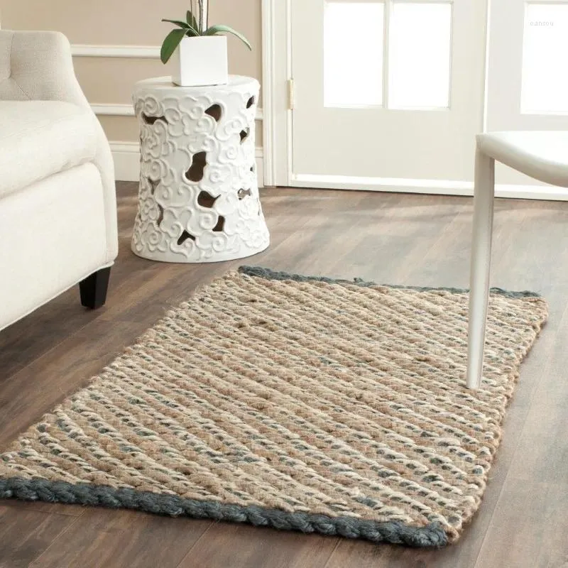 Carpets Natural Fiber Jute Blue Area Rug 79x120cm