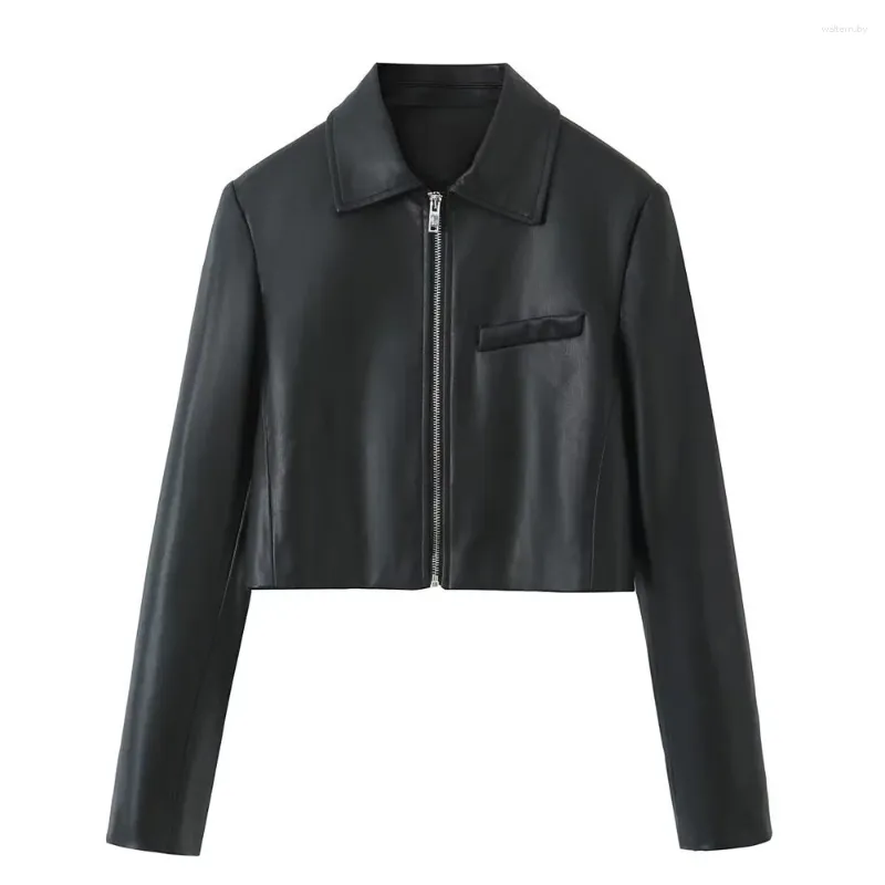 Costumes pour femmes veste en cuir revers élégant pour les femmes vêtements à glissière beau manteau de moto porter au travail costume Blazer