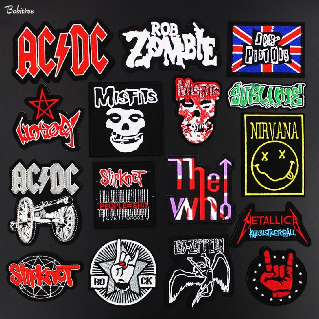 Metal Band tygplåster Rockmusikfans märken broderade motiv Applique Stickers järn på för jacka jeans dekoration3687548